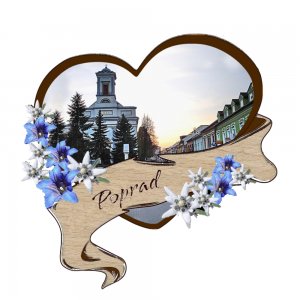 Poprad - magnet srdce kytky modré