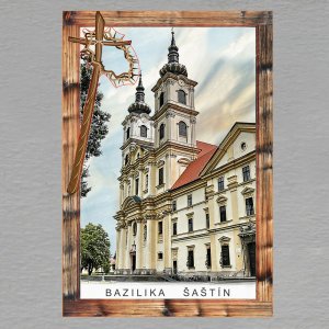 Šaštín - Kříž - Bazilika - magnet C6 rám dvojitý