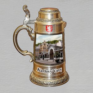 Karlovy Vary - magnet korbel bronz