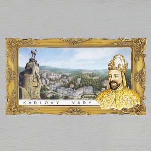 Karlovy Vary - Karel IV.  magnet rám obraz dvojitý