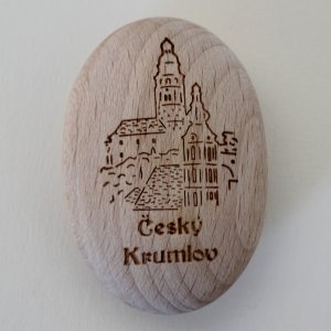 Český Krumlov - dřevěný kámen z masivu - gravír