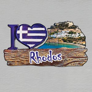 Rhodos - I love Rhodos - magnet ořez