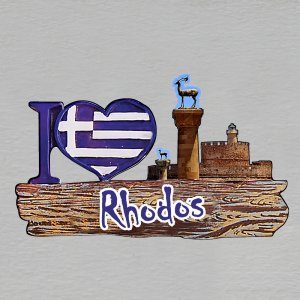 Rhodos - I love Rhodos - magnet ořez