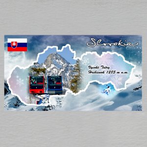 Vysoké Tatry - Hrebienok - magnet DL rám mapa dvojitý