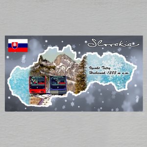 Vysoké Tatry - Hrebienok - magnet DL rám mapa dvojitý