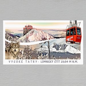 Vysoké Tatry - Lomnický štít - vlk - lanovka - magnet DL koláž