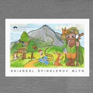 Špindlerův Mlýn - Skiareál - kresba - magnet C6