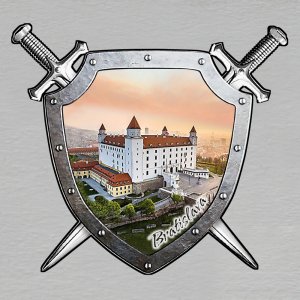 Bratislava - Hrad - magnet štít s meči