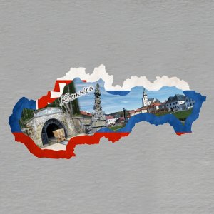 Kremnica - magnet mapa rám vlajka koláž