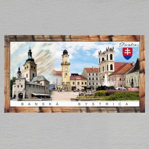 Banská Bystrica - znak - součást rámu budovy vpravo - magnet DL rám dvojitý