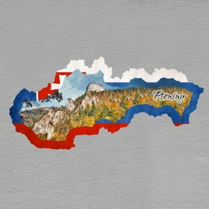 Pieniny - magnet mapa rám vlajka