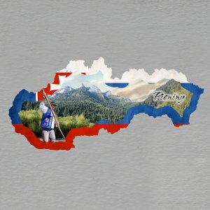 Pieniny - magnet mapa rám vlajka