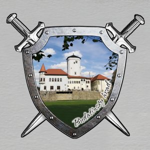 Budatínský hrad - magnet štít s meči