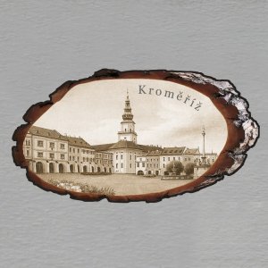 Kroměříž - Náměstí - magnet kůra ovál - sépie