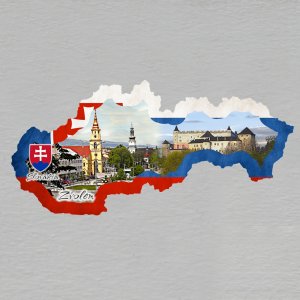 Zvolen - znak - magnet mapa rám vlajka koláž