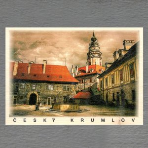 Český Krumlov 2 - pohled C6 - sépie nebe