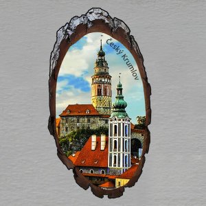 Český Krumlov 5 - magnet kůra ovál 9 cm