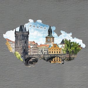 Praha - Karlův most den - magnet mapa