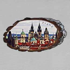 Praha - Věže - magnet kůra ovál