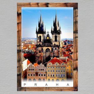 Praha - Týnský chrám 2 - magnet C6 rám