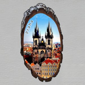 Praha - Týnský chrám 2 - agnet kůra ovál