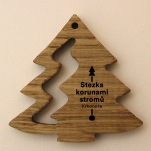 Stezka korunami stromů - Krkonoše - ozdoba stromek - logo oboustranný gravír