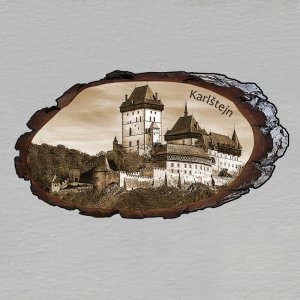 Karlštejn - magnet kůra ovál 9cm - sépie