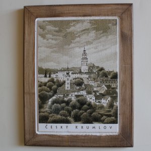 Český Krumlov - Zámek - obrázek z masivu 27cm - sépie