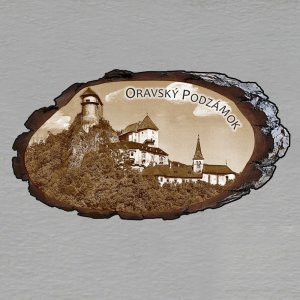 Oravský hrad - magnet kůra ovál - sépie