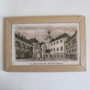 Kutná Hora - Vlašský dvůr - obrázek s rámečkem 29cm - sépie