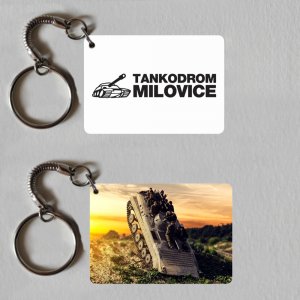 Milovice - Tankodrom - tank - logo - klíčenka obdélník