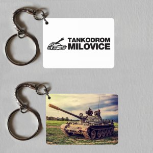 Milovice - Tankodrom - tank - logo - klíčenka obdélník