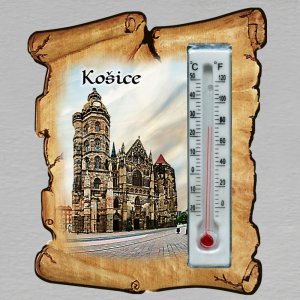 Košice - magnet s teploměrem - pergamen