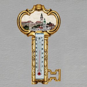 Český Krumlov - magnet s teploměrem - klíč