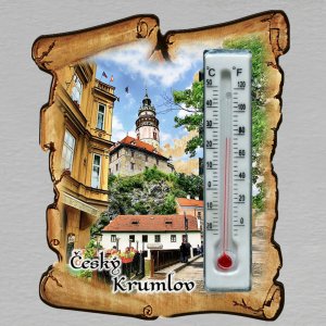 Český Krumlov - magnet s teploměrem - pergamen