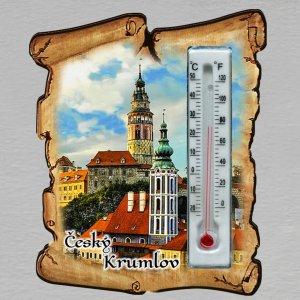 Český Krumlov - magnet s teploměrem - pergamen