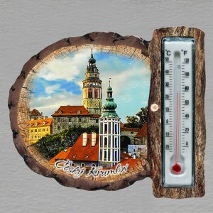 Český Krumlov - magnet s teploměrem - kůra