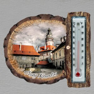 Český Krumlov - magnet s teploměrem - kůra