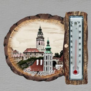 Český Krumlov - magnet s teploměrem - kůra