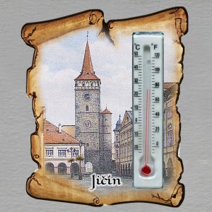 Jičín - Panorama - magnet s teploměrem - pergamen