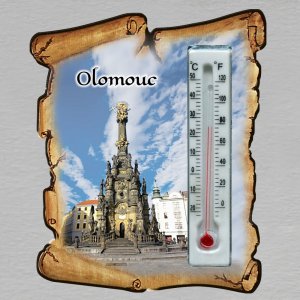 Olomouc - magnet s teploměrem - pergamen