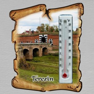 Terezín - magnet s teploměrem - pergamen