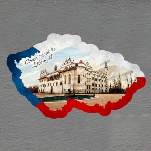 Litomyšl - Czech republic - magnet mapa rám vlajka 8cm