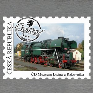 Muzeum ČD Lužná u Rakovníka - lokomotiva - magnet známka