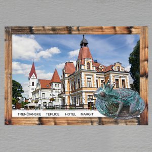 Trenčianske Teplice - Hotel Margit - žába - magnet C6 rám dvojitý