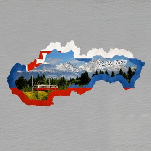 Vysoké Tatry - Panorama - magnet mapa rám vlajka