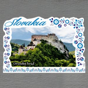 Oravský hrad - magnet C6 rám Slovakia výšivka dvojitý