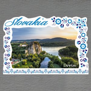 Devín - magnet C6 rám Slovakia výšivka dvojitý