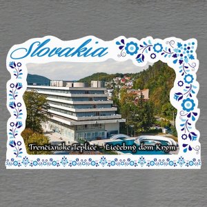 Trenčianske Teplice - Hotel Krym - magnet C6 rám Slovakia výšivka dvojitý