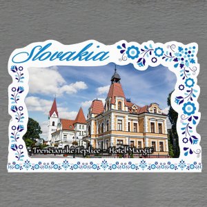 Trenčianske Teplice - Hotel Margit - magnet C6 rám Slovakia výšivka dvojitý